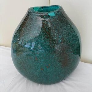 Torre & Tagus Cora Glass Vase Teal 11” Tall 10”wide.